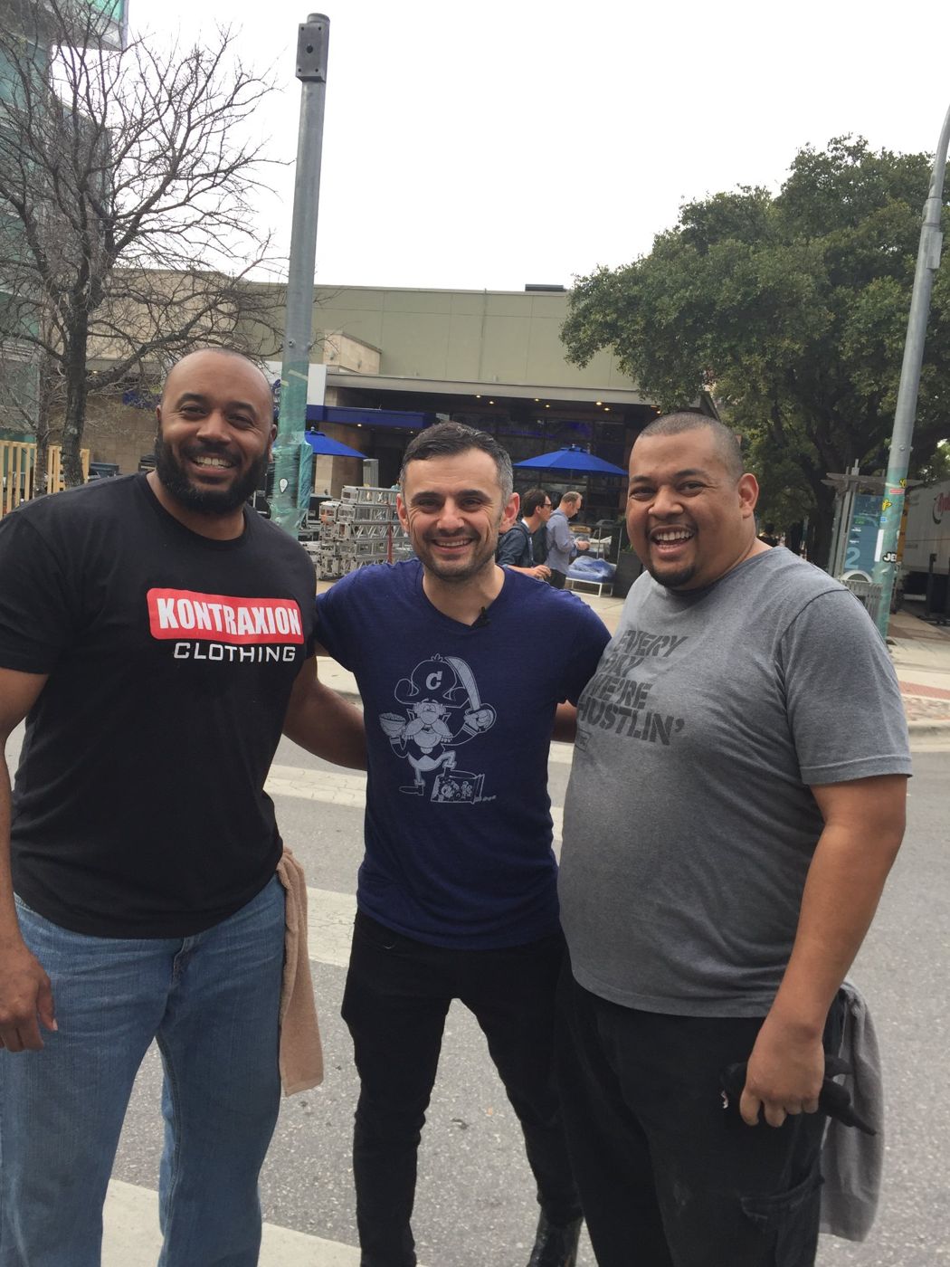 Chris with friends outside a venue